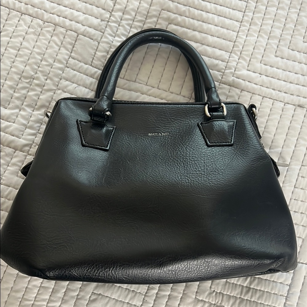 MATT & NAT Vegan Leather Black Satchel Handbag
